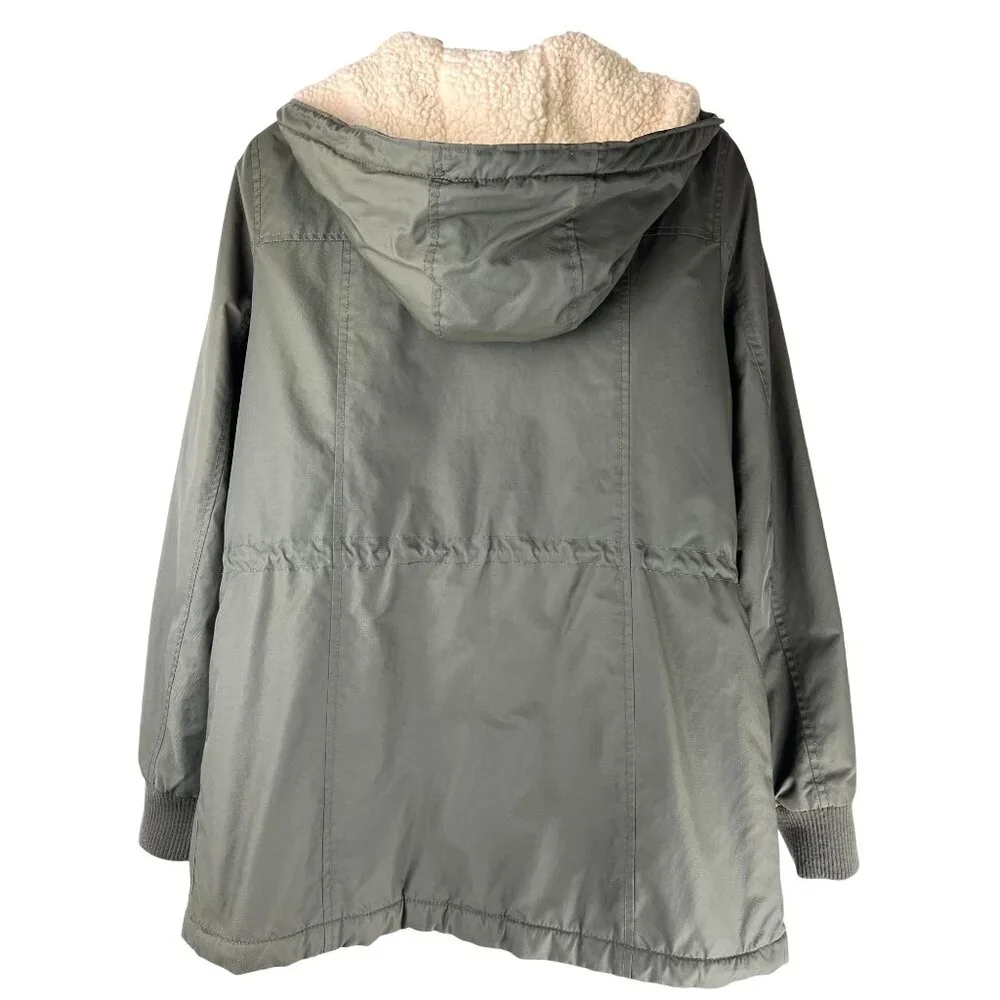 Grunge Levi Strauss & Co Hooded Sherpa Lined Army Green Jacket, Women's Medium - Picture 6 of 16